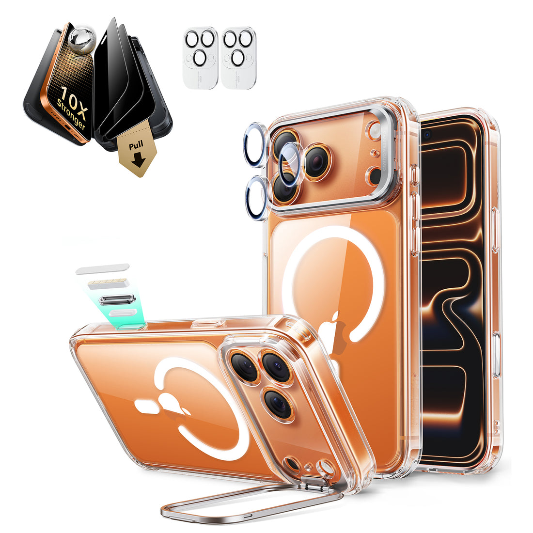 iPhone 17 Pro Max Bundle Classic Hybrid Magnetic Case (Stash Stand) and Armorite Pro Privacy Screen Protector - Clear  Product type