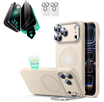 iPhone 17 Pro Cloud Soft Magnetic Case (Camera Control, Stash Stand) Armorite Privacy Protection Bundle - Light Tan  Product type
