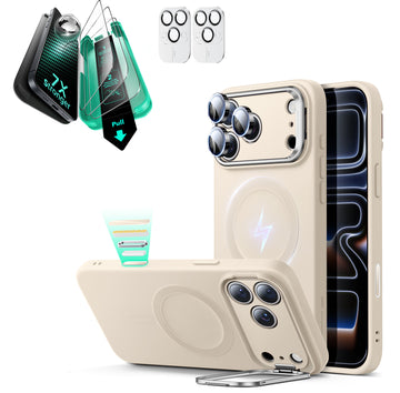 iPhone 17 Pro Cloud Soft Magnetic Case (Camera Control, Stash Stand) Armorite Protection Bundle - Light Tan  Product type