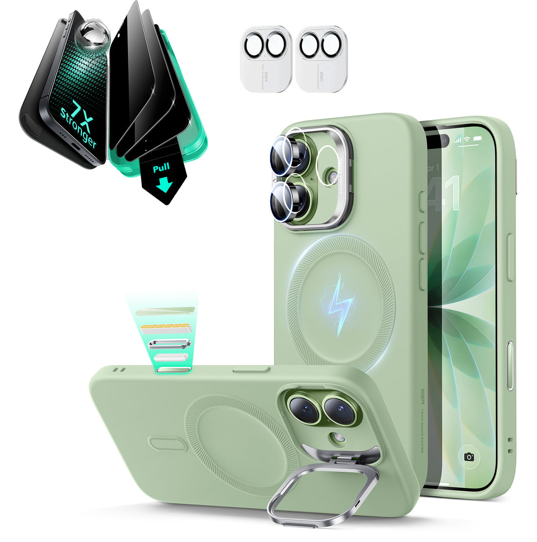 iPhone 17 Cloud Soft Magnetic Case (Camera Control, Stash Stand) Armorite Privacy Protection Bundle - Sage Green  Product type