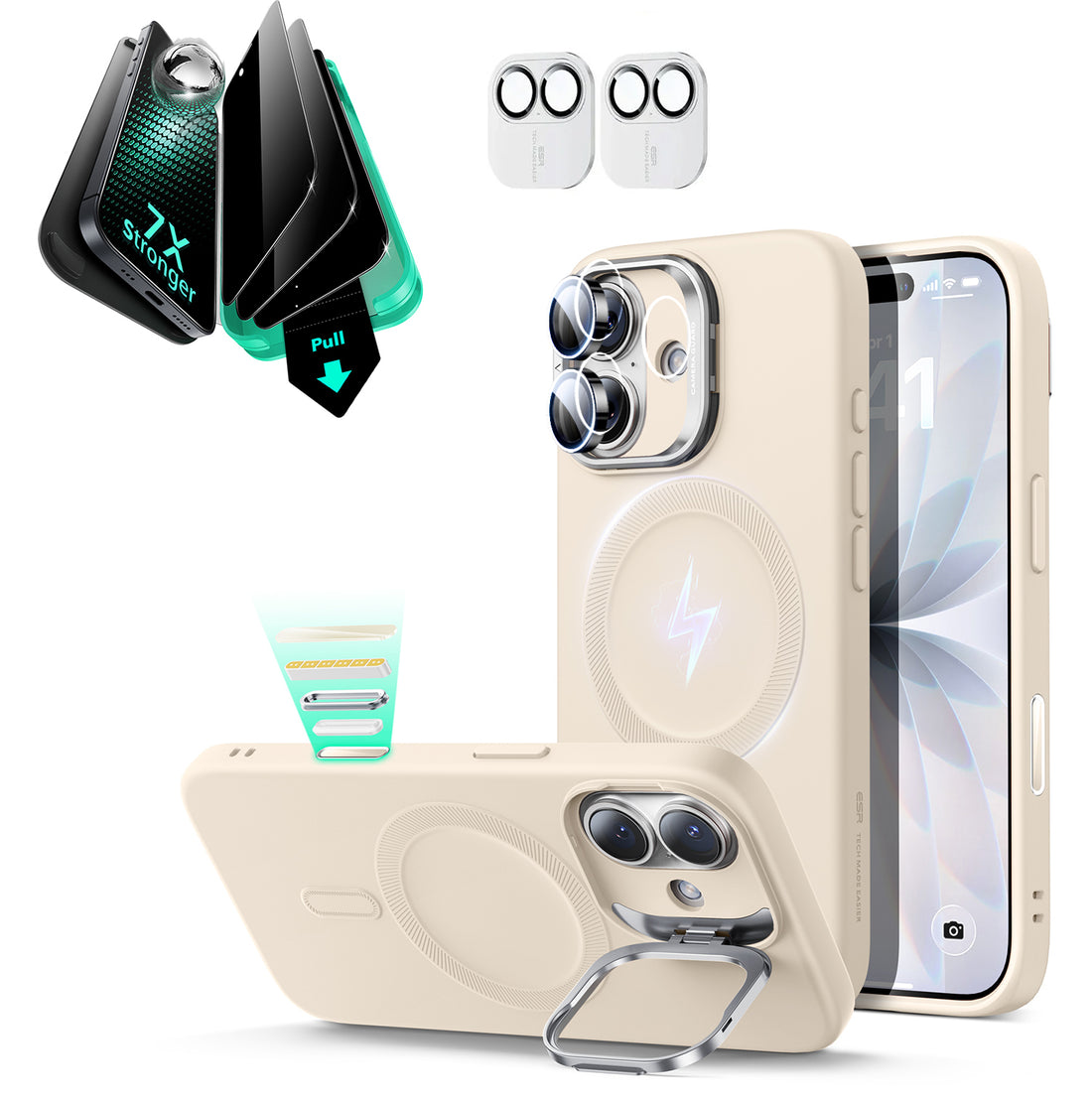 iPhone 17 Cloud Soft Magnetic Case (Camera Control, Stash Stand) Armorite Privacy Protection Bundle - Light Tan  Product type