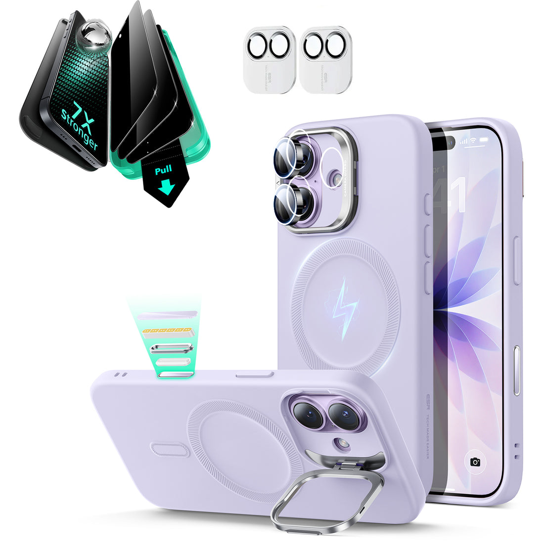 iPhone 17 Cloud Soft Magnetic Case (Camera Control, Stash Stand) Armorite Privacy Protection Bundle - Lavender  Product type