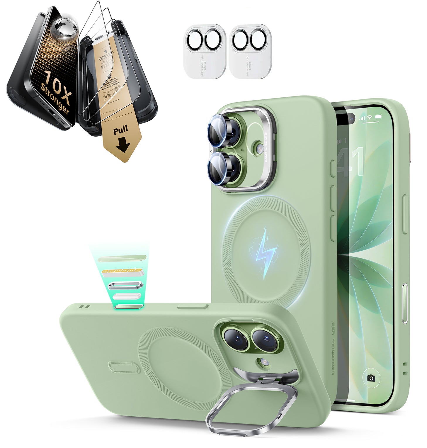 iPhone 17 Bundle Cloud Soft Magnetic Case (Camera Control, Stash Stand) and Armorite Pro Screen Protector - Sage Green  Product type