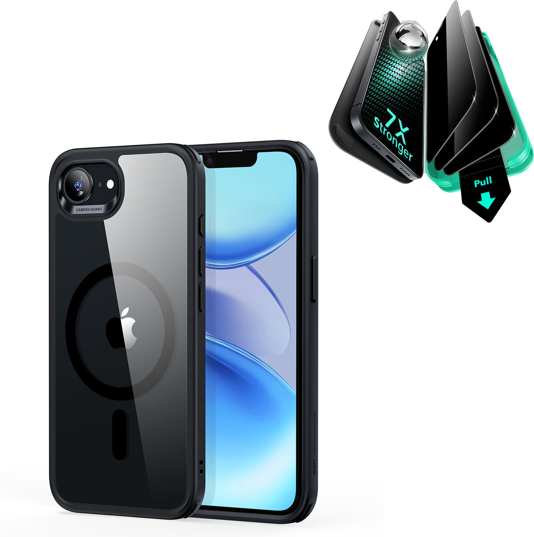 iPhone 17e Bundle Classic Hybrid Magnetic Case & Armorite® Privacy Screen Protector - Clear Black  Product type