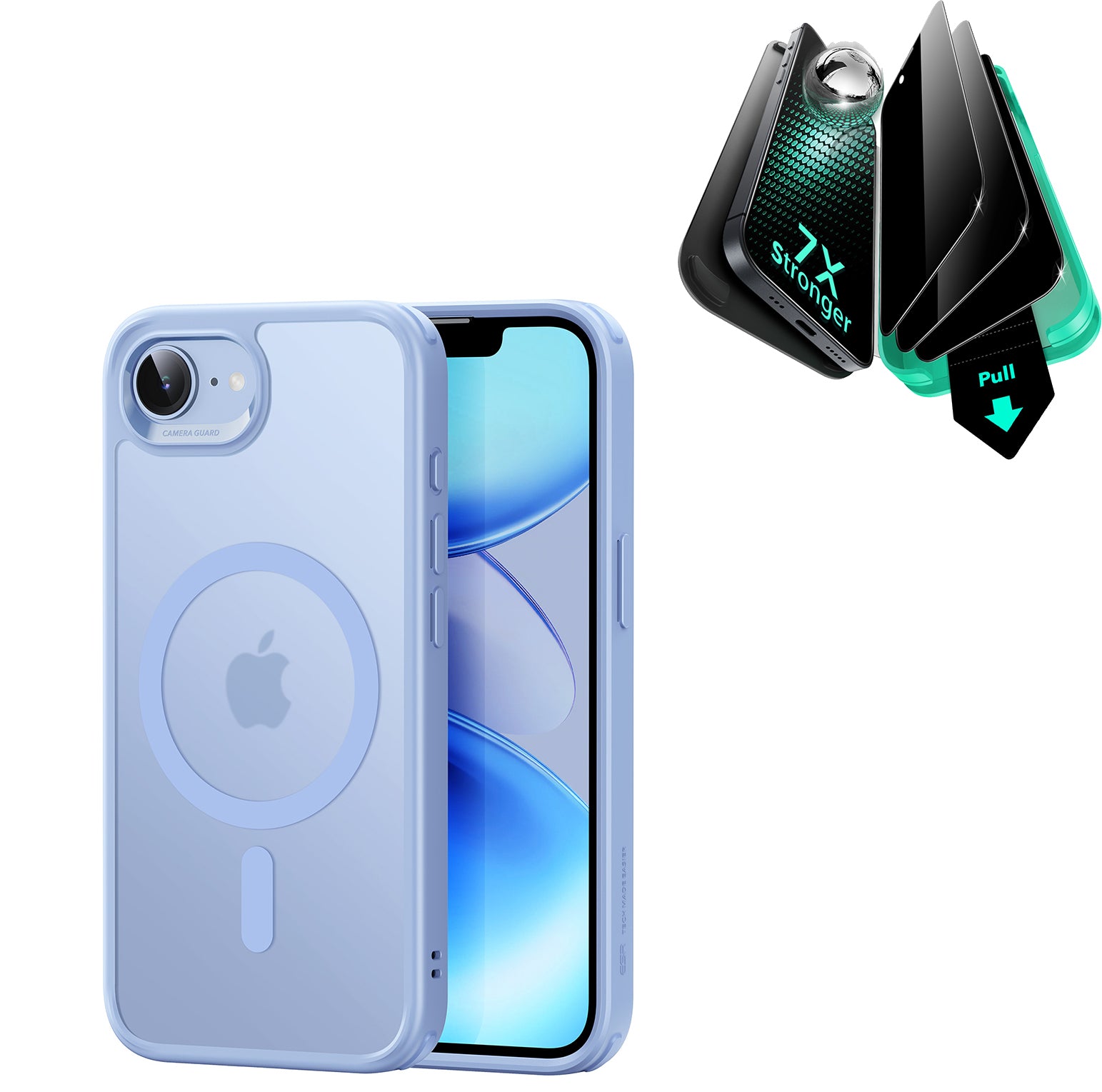 iPhone 17e Bundle Classic Hybrid Magnetic Case & Armorite® Privacy Screen Protector - Frosted Light Blue  Product type