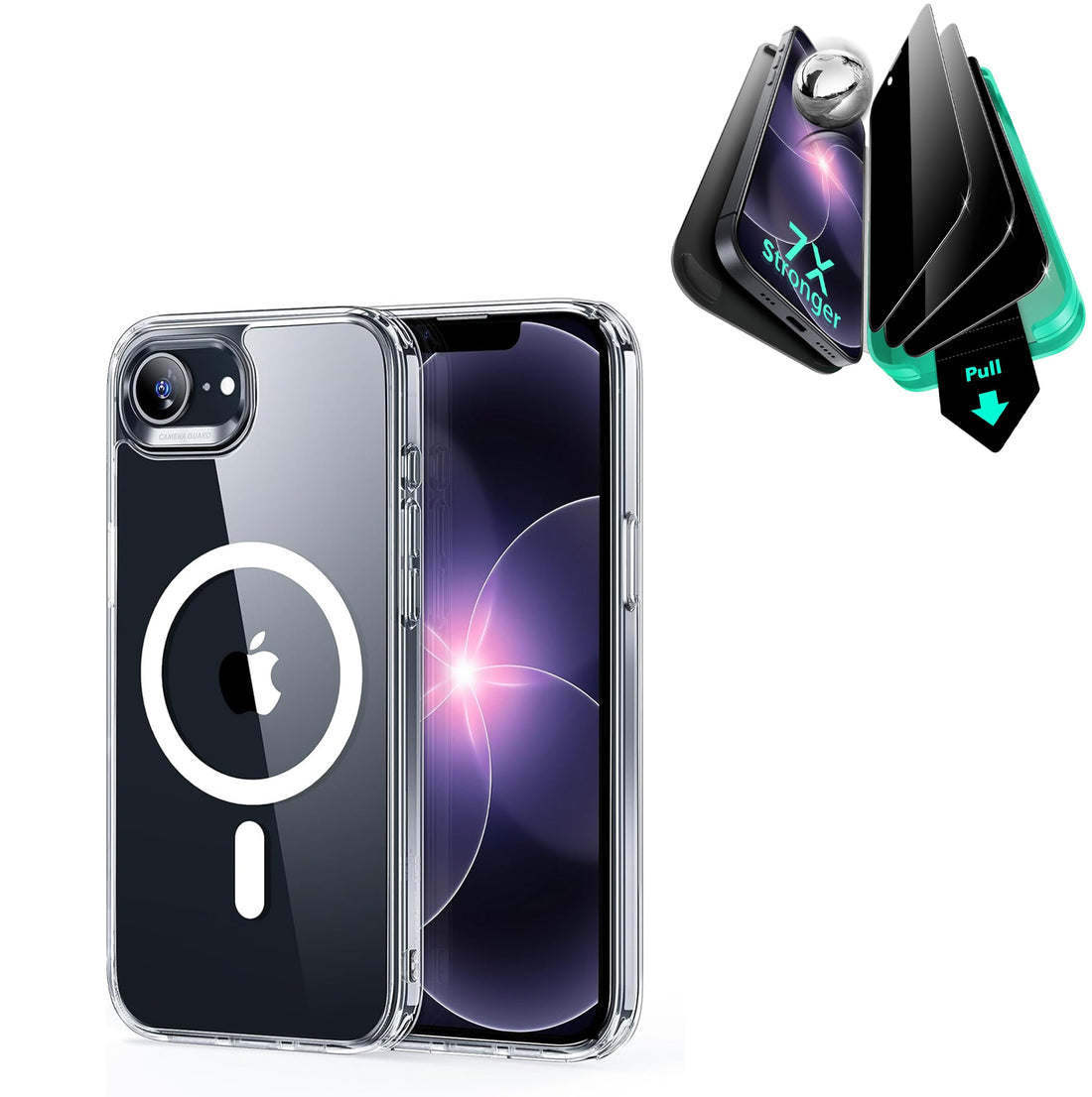 iPhone 17e Bundle Classic Hybrid Magnetic Case & Armorite® Privacy Screen Protector - Clear  Product type