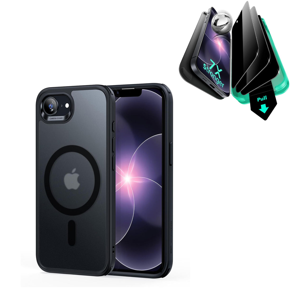 iPhone 17e Bundle Classic Hybrid Magnetic Case & Armorite® Privacy Screen Protector - Frosted Black  Product type
