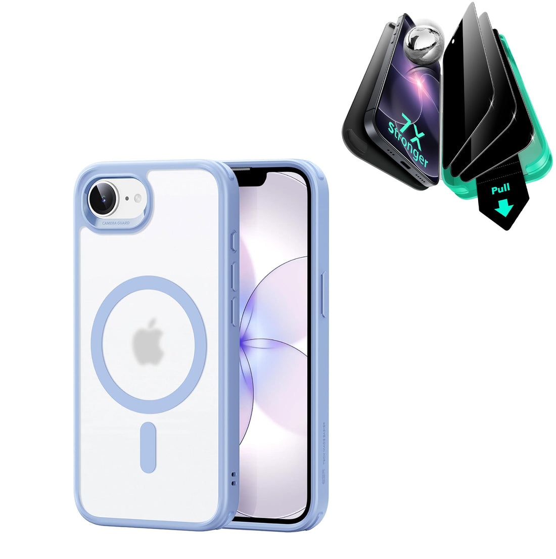 iPhone 17e Bundle Classic Hybrid Magnetic Case & Armorite® Privacy Screen Protector - Frosted Light Blue  Product type