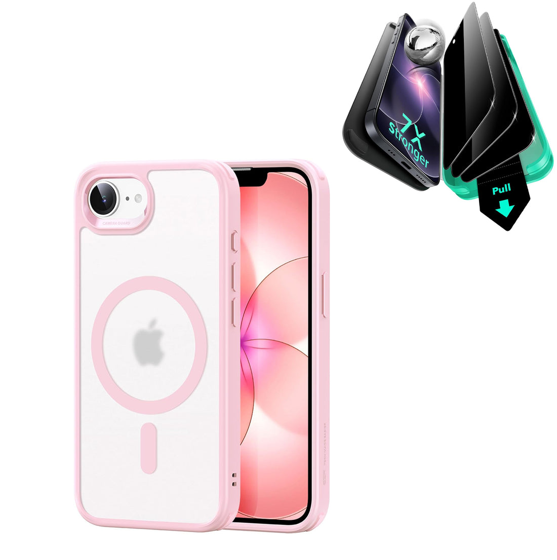 iPhone 17e Bundle Classic Hybrid Magnetic Case & Armorite® Privacy Screen Protector - Frosted Bubblegum Pink  Product type