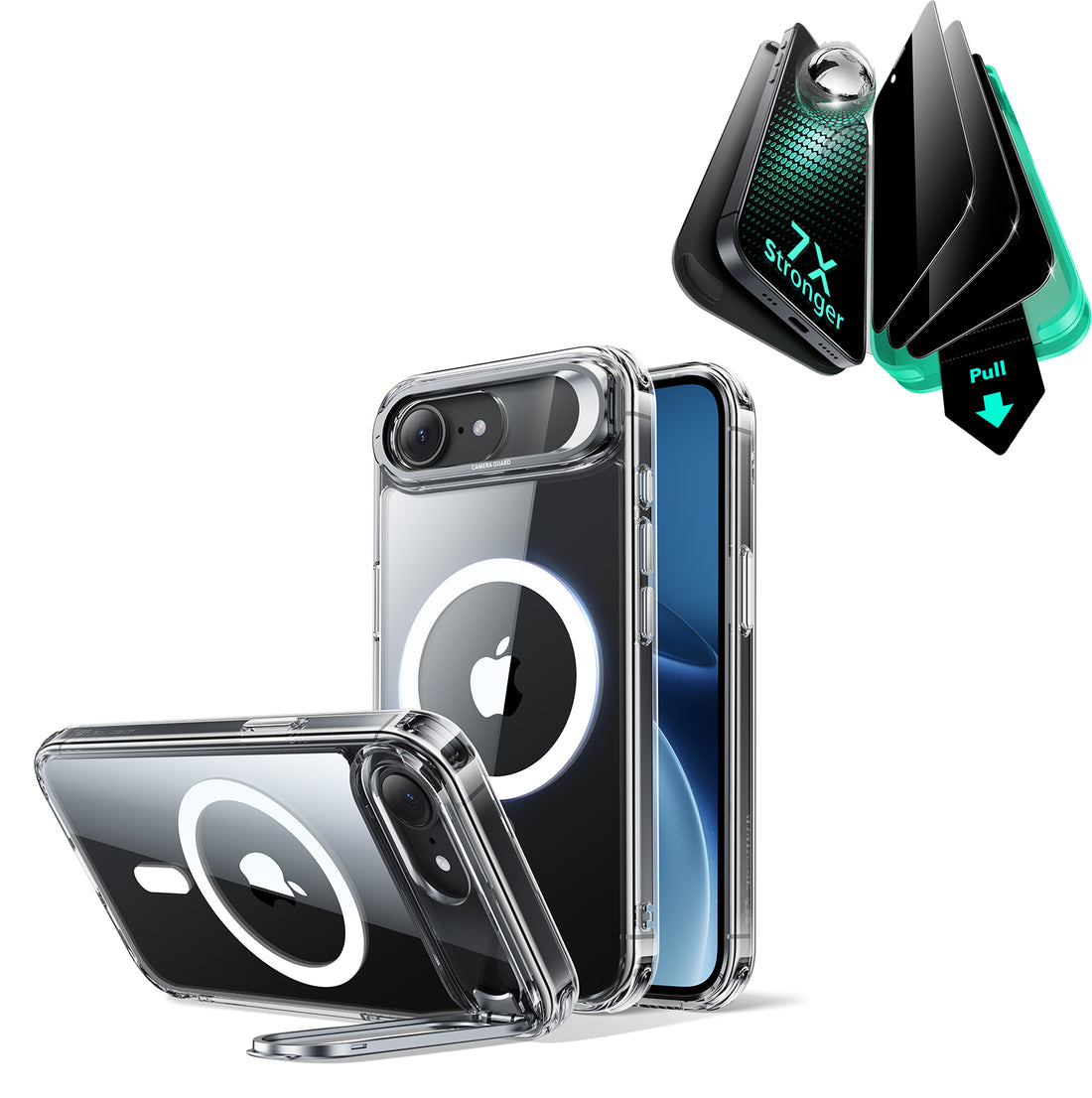 iPhone 17e Bundle Classic Hybrid Magnetic Case (Stash Stand) & Armorite® Privacy Screen Protector - Clear  Product type