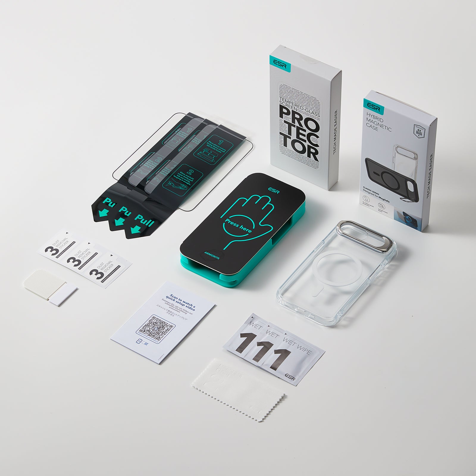 iPhone 17e Bundle Classic Hybrid Magnetic Case (Stash Stand) and Armorite® Screen Protector - Frosted Black  Product type