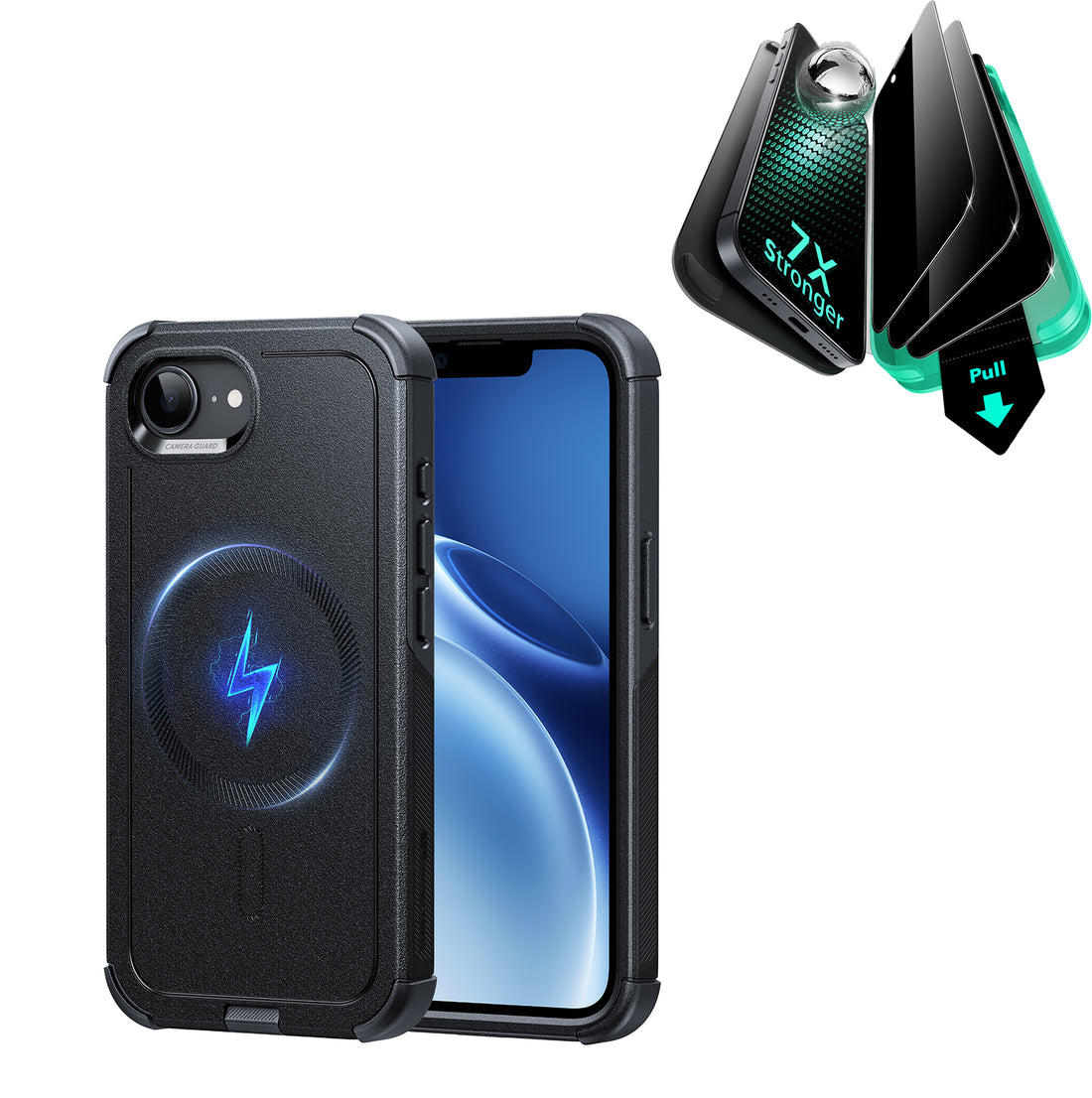 iPhone 17e Bundle Cyber Tough Magnetic Case & Armorite® Privacy Screen Protector - Black  Product type