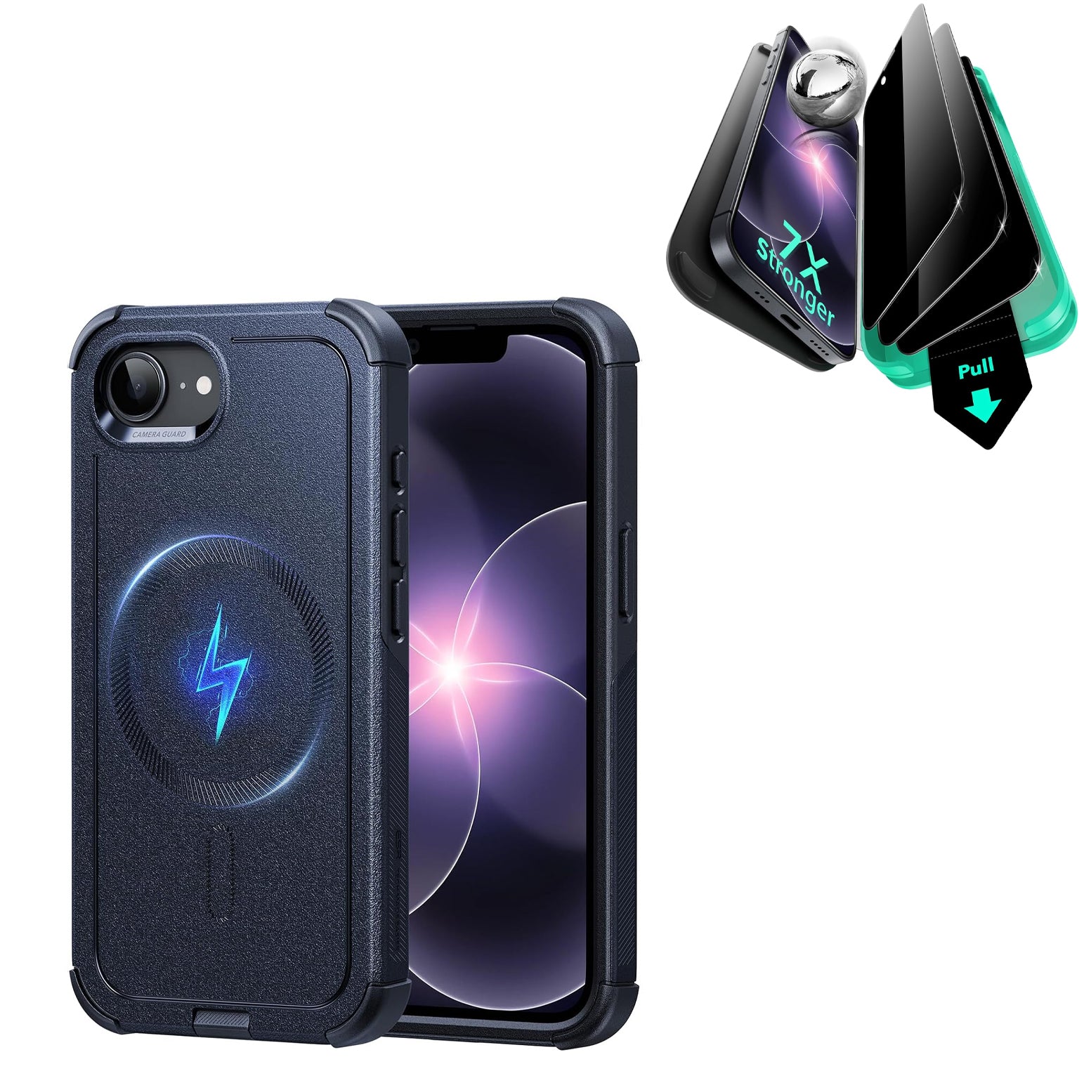 iPhone 17e Bundle Cyber Tough Magnetic Case & Armorite® Privacy Screen Protector - Navy Blue  Product type